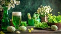 Celebrating easter thursday with refreshing green beer a unique festive tradition Royalty Free Stock Photo