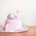 Celebrating first birthday. Cake. Royalty Free Stock Photo