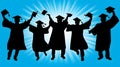 Celebrating Graduates Throwing Caps in Air Royalty Free Stock Photo