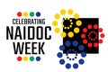 Celebrating NAIDOC Week. Holiday concept. Template for background, banner, card, poster with text inscription. Vector