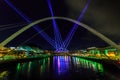 New Year`s Eve laser show on Newcastle quayside Royalty Free Stock Photo