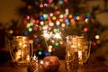 New Year`s Eve Celebration with sparklers and champagne Royalty Free Stock Photo