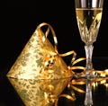 Celebrating New Years with glass of wine Royalty Free Stock Photo