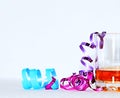 New Years with some wine and streamers stock photo Royalty Free Stock Photo