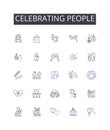 Celebrating people line icons collection. Wisdom, Age, Experience, Love, Grandmother, Kindness, Matron vector and linear