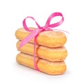 Celebrating Savoyardy Cookies tied with pink ribbon on Royalty Free Stock Photo