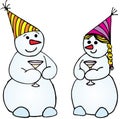 Celebrating snowmans Royalty Free Stock Photo