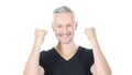 Celebrating Success, Excited Middle Aged Man, White Background