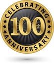 Celebrating 100th anniversary gold label, vector
