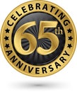 Celebrating 65th anniversary gold label, vector Royalty Free Stock Photo