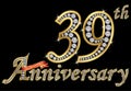 Celebrating 39th anniversary golden sign with diamonds, vector Royalty Free Stock Photo
