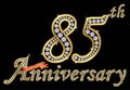 Celebrating 85th anniversary golden sign with diamonds, vector