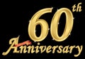 Celebrating 60th anniversary golden sign, vector illustration