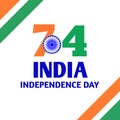 Celebrating - 74th India Independence Day on a white background