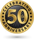 Celebrating 50th years anniversary gold label, vector