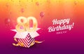 Celebrating 80th years birthday vector illustration. Eighty anniversary celebration background. Adult birth day. Open