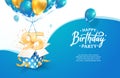 Celebrating 95th years birthday vector illustration. Ninety five anniversary celebration. Adult birth day. Open gift box