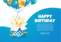 Celebrating of 17 th years birthday vector illustration. Seventeen anniversary celebration. Teenage birth day. Open gift