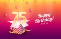 Celebrating 75th years birthday vector illustration. Seventy-five anniversary celebration background. Adult birth day