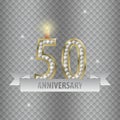 Celebrating 50 years anniversary. golden style. Vector Royalty Free Stock Photo