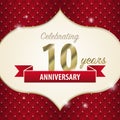 Celebrating 10 years anniversary. golden style. Vector