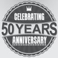 Celebrating 50 years anniversary retro label, vector illustration