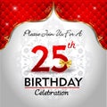 Celebrating 25 years birthday, Golden red royal background