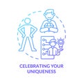 Celebrating your uniqueness blue gradient concept icon
