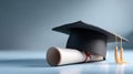 Celebration of Achievement Features Floating Graduation Cap and Diploma on a Soft Educational Background During a Joyful Royalty Free Stock Photo