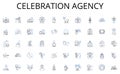 Celebration agency line icons collection. Engagement, Communication, Cooperation, Connection, Collaboration