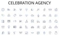 Celebration agency line icons collection. Wanderlust, Backpacking, Adventure, Exploration, Freedom, Nomadism, Journey