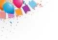 Celebration background with colorful bunting flags and balloons Royalty Free Stock Photo