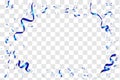 Celebration background with confetti blue. Isolated on white transparent background. Vector Illustration Royalty Free Stock Photo