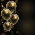 Celebration background with glittery gold balloons