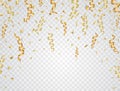 Celebration background. Gold confetti on transparent background. Vector illustration Royalty Free Stock Photo