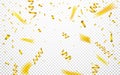 Celebration background template with confetti and gold ribbons. Vector illustration Royalty Free Stock Photo