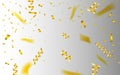 Celebration background template with confetti and gold ribbons. Vector illustration Royalty Free Stock Photo