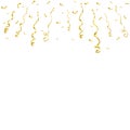 Celebration background template with confetti and golden ribbons. Vector illustration Royalty Free Stock Photo