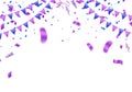 Celebration background template with confetti ribbons illustration. Happy day background with colorful balloons and confetti, ill Royalty Free Stock Photo