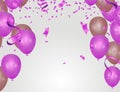 Celebration background template with confetti ribbons illustration. Happy day background with colorful balloons and confetti, ill Royalty Free Stock Photo