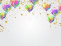 Celebration background template with confetti ribbons illustration. Happy day background with colorful balloons and confetti, ill Royalty Free Stock Photo