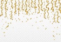 Celebration background template with confetti and ribbons on transparent background. Vector illustration. Royalty Free Stock Photo