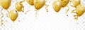 Celebration banner with gold confetti and balloons Royalty Free Stock Photo