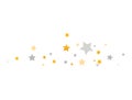 Celebration banner. Golden and silver stars composition. Children room decor. Magic decoration. Gold and gray shooting