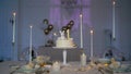 Celebration birthday cake. Child infant baby party - one year. Royalty Free Stock Photo