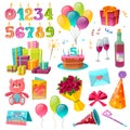 Celebration Birthday Cartoon Set Royalty Free Stock Photo