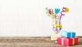 Celebration, Birthday party background with colorful party hat, Royalty Free Stock Photo
