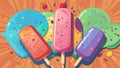 Celebration Burst National Cherry Popsicle Day in Vibrant Vector Art.AI Generated