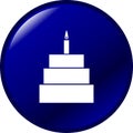 Celebration cake with candle vector button symbol Royalty Free Stock Photo