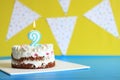 Cake for the second birthday. Happy birthday Royalty Free Stock Photo